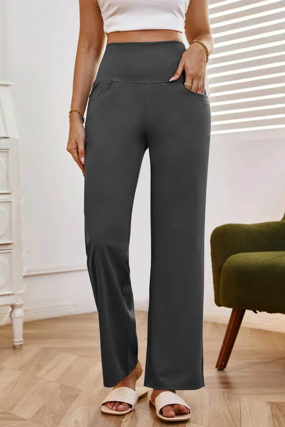 High Waist Wide Leg Pants with Pockets Trendsi 9d086558-5b68-4b0a-95af-de1b7daff573-Max