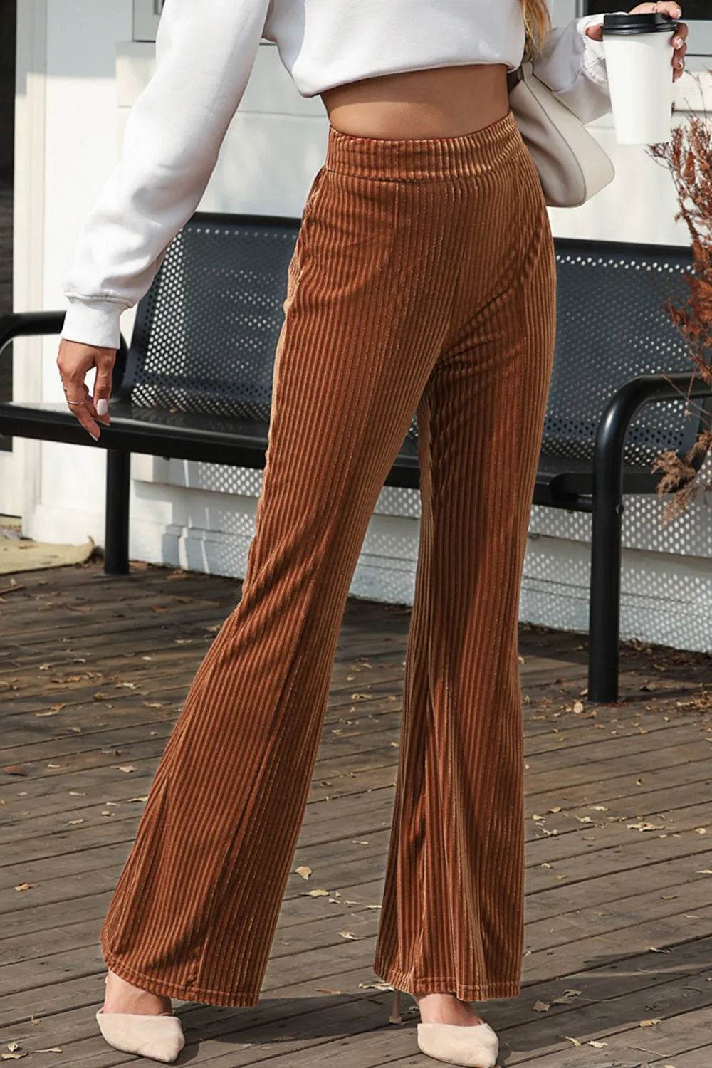 High Waist Corduroy Flare Pants Trendsi 9d2277c6d54d4756997d6d51cfc4485a-Max