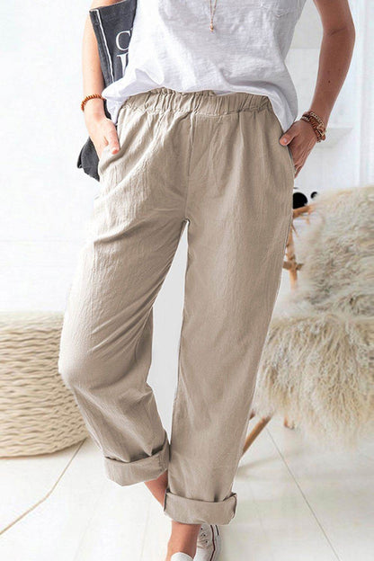 Shiny Paperbag Waist Pull-On Pants with Pockets Khaki Trendsi 9d35b00e669a4ecba8a2086b24cc8d18-Max