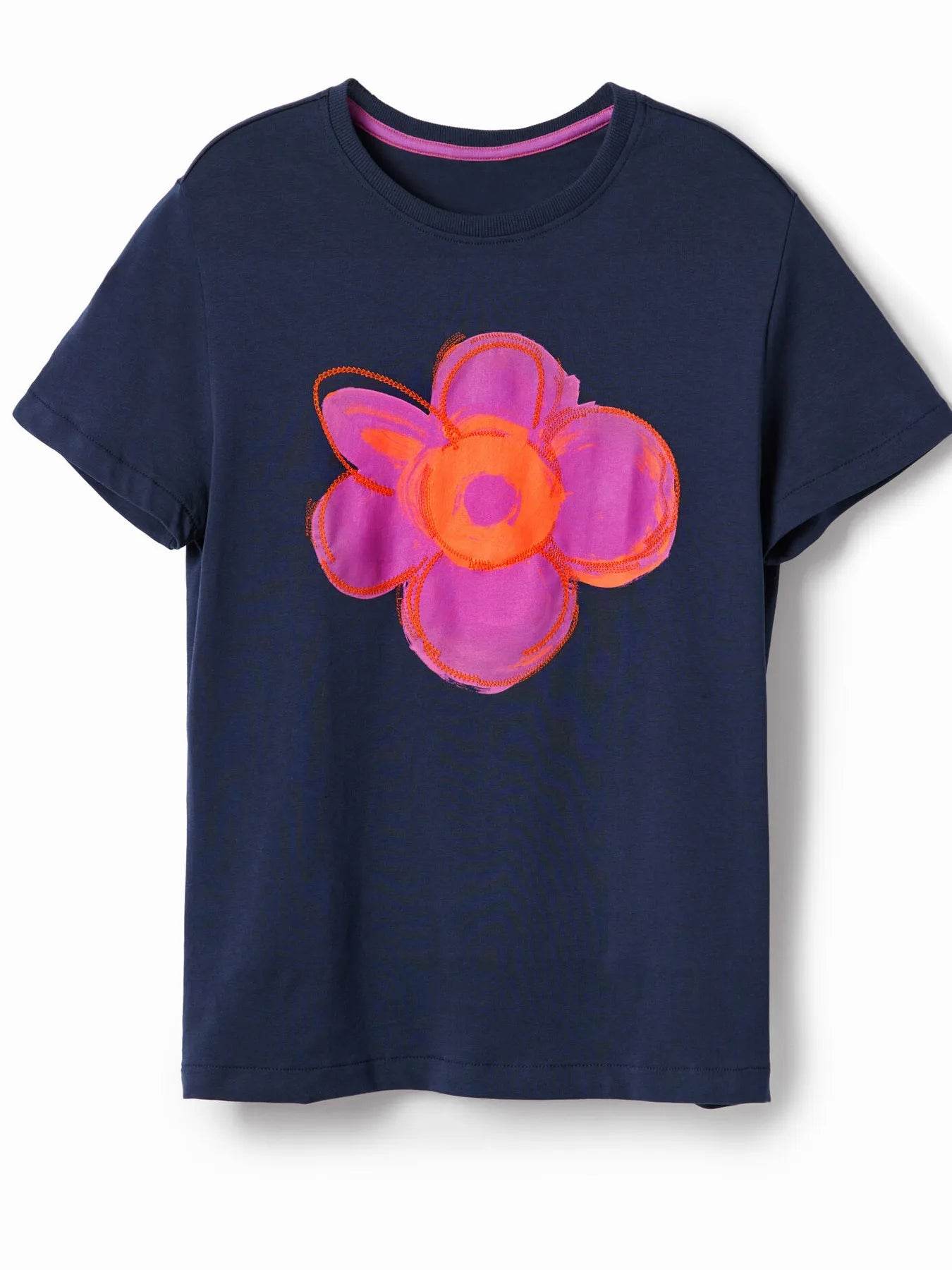 Flower Graphic Round Neck T-Shirt Trendsi 9d38b3a669e348f08d64c95b78753e81-Max-Origin
