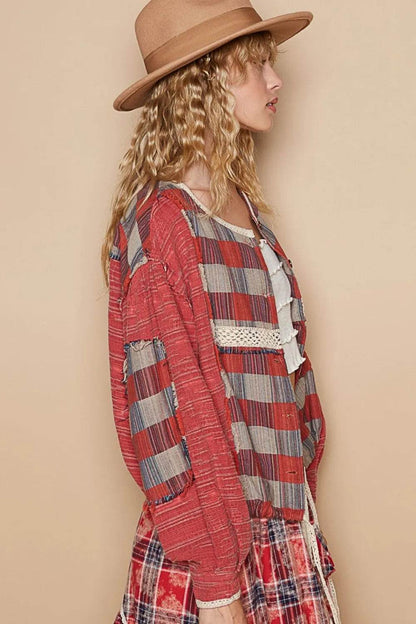 POL Round Neck Long Sleeve Plaid Shirt Trendsi 9d6428ba-0645-410b-a049-0901ad9ac093-Max