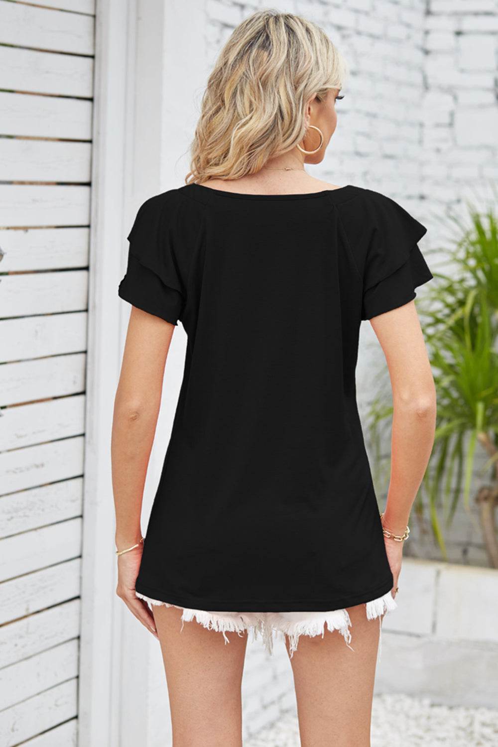 Square Neck Flutter Sleeve Top Trendsi 9d6c17208d594edf95a0ce05ffe48a26-Max