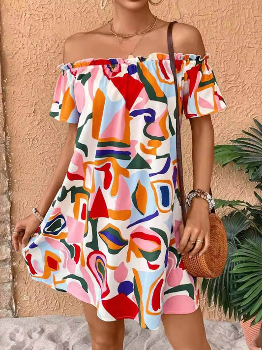 Colorful Abstract Print Off-Shoulder Summer Dress Deep Red Trendsi 9d7e148a9365453a97813b0aab58ad91-Max-Origin