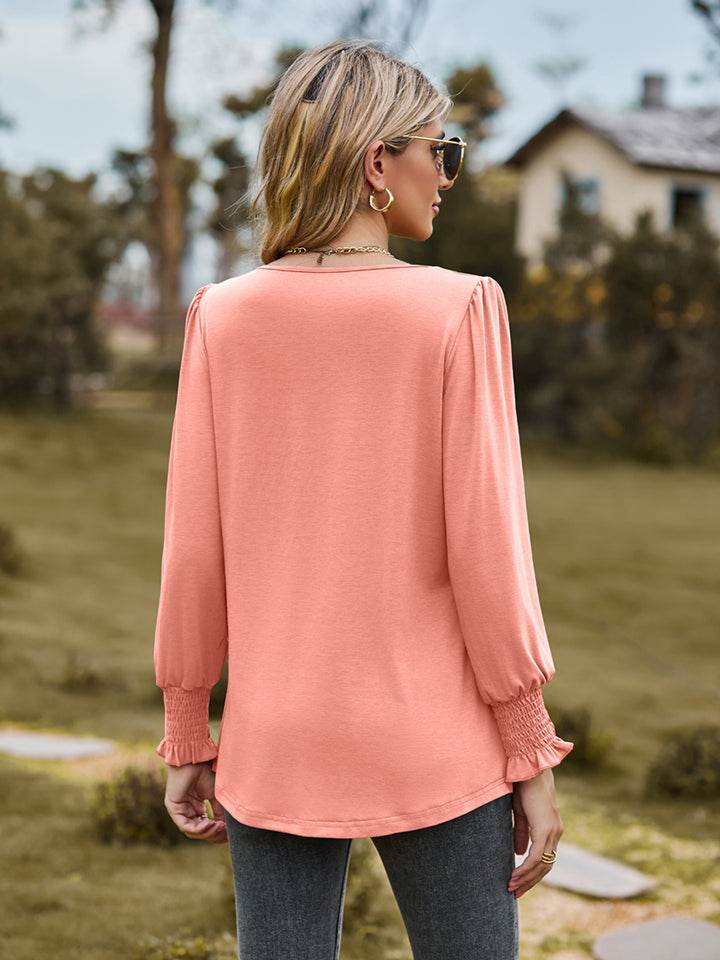 Puff Sleeve Pleated Blouse Trendsi 9d968ef69a7f468081bf4f249f9e1247-Max