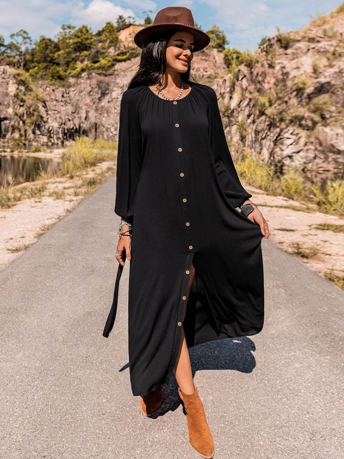 Long Sleeve Round Neck Dress Trendsi 9dbb25299a114d19b514591a23db19f8-Max