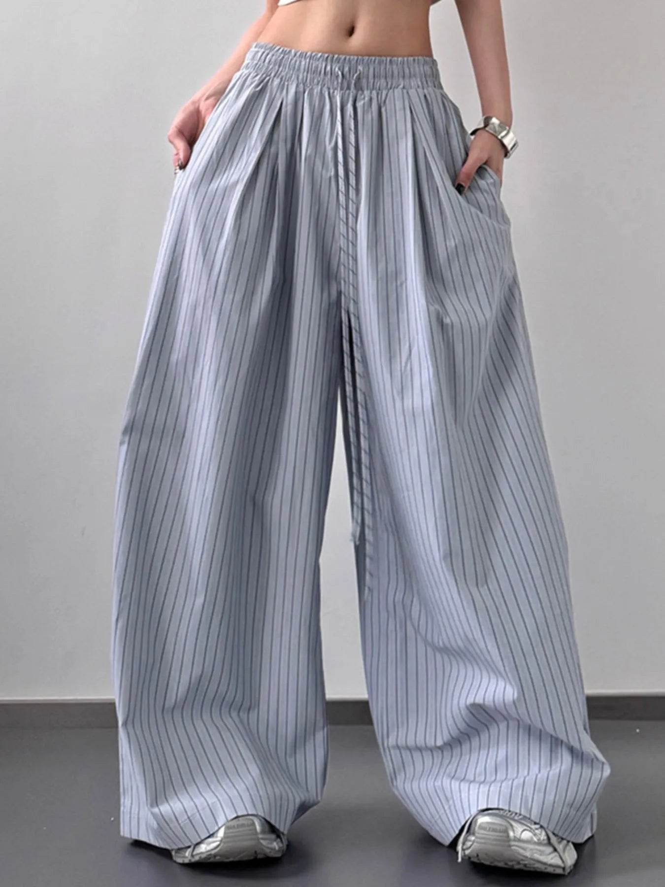 Striped Wide Leg Pants with Drawstring Waist Trendsi 9dc9eb96-4401-4015-945a-f3b0265ed72b-Max-Origin