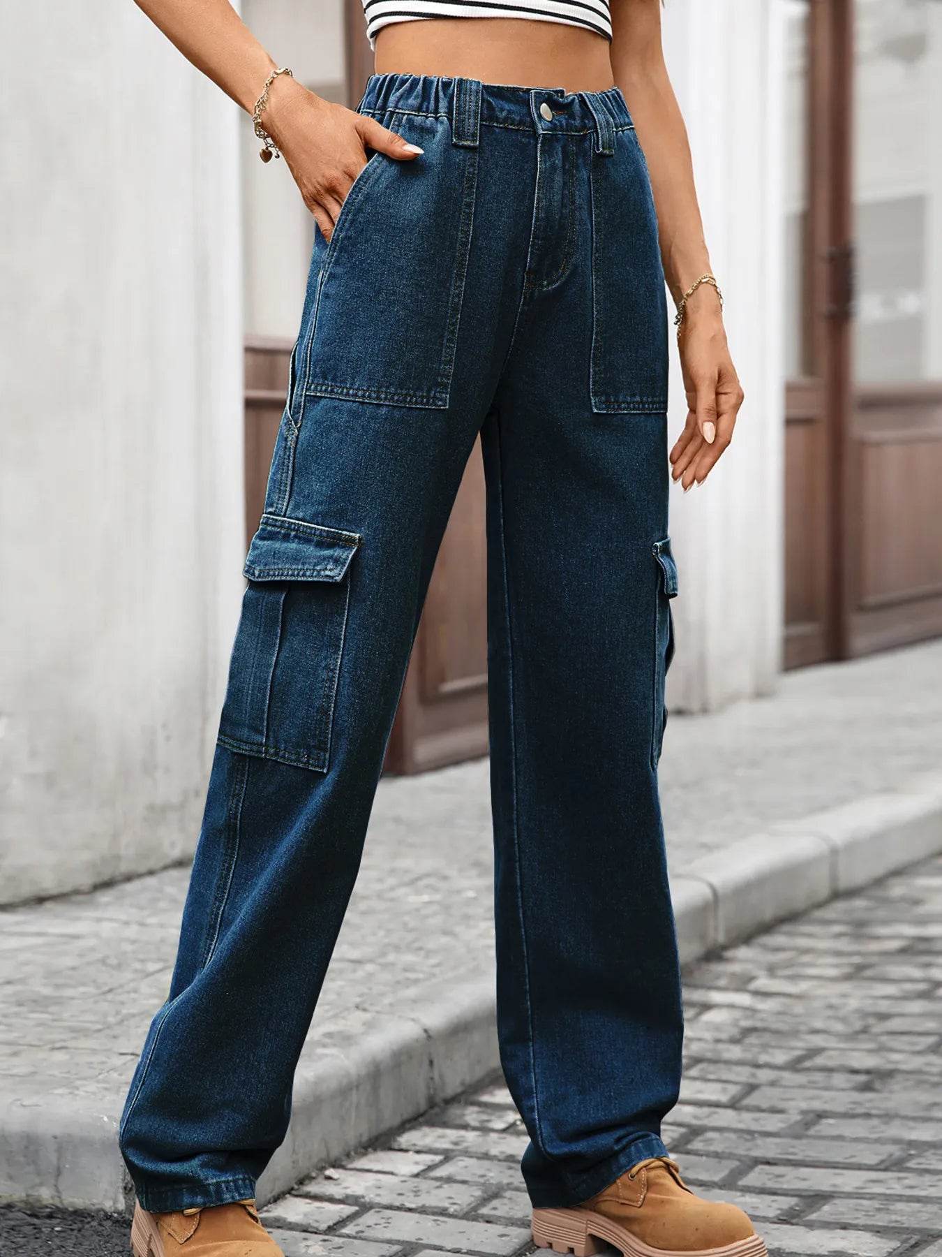 High-Waisted Cargo Jeans Trendsi 9dd36bd794b640dc92cafbb3f2be3f60-Max-Origin