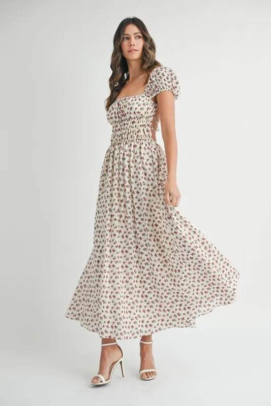 MABLE Floral Print Puff Sleeve Gathered Midi Dress Trendsi 9dd78e73-1480-480c-9ffe-af1d7d3bb03c-Max-Origin