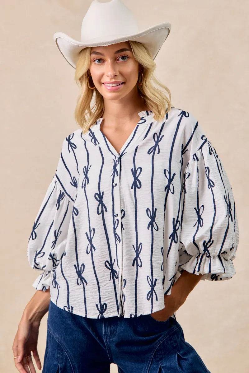 BiBi Bow Ribbon Printed Woven Bubble Sleeves Top Trendsi 9de73d5272f544deb315b87ba604d29c-Max-Origin