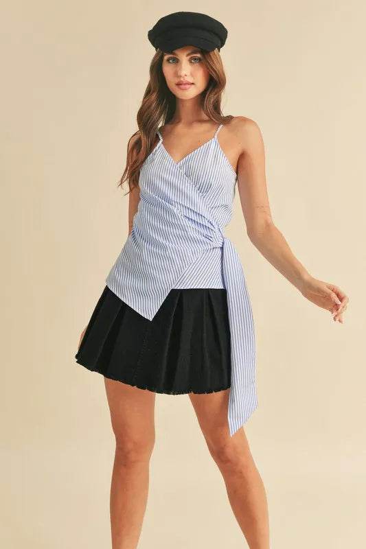 Aemi + Co Side Knotted Surplice Striped Cami Trendsi 9de748bd-9e1e-4e41-ac04-3477787c9f75-Max
