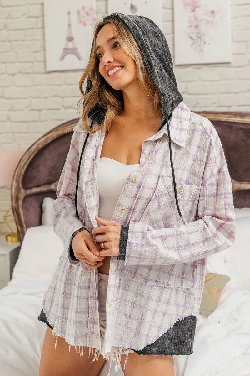 BiBi Casual Check Shirts With Hood Trendsi 9e0b0e7e591f4172b5cc10dbace867ab-Max-Origin