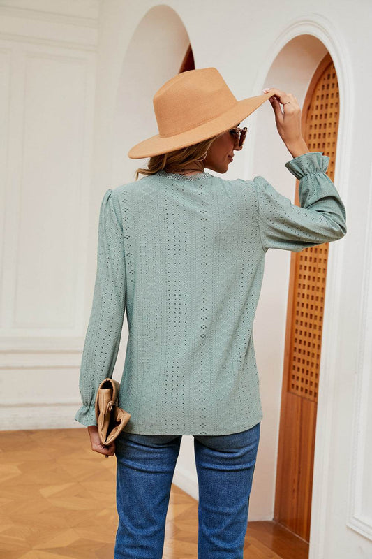 V-Neck Flounce Sleeve Blouse Trendsi 9e23a528b2ab4ac98ac908a8b5611d9d-Max
