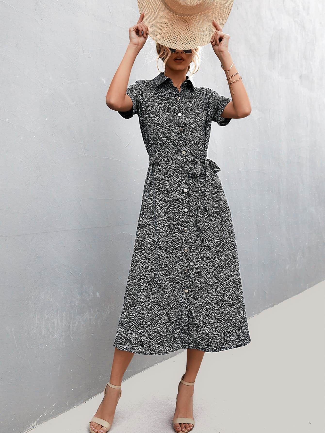 Printed Tie Waist Short Sleeve Shirt Dress Trendsi 9e37e45d715e4a65b71c142c72d805dd-Max