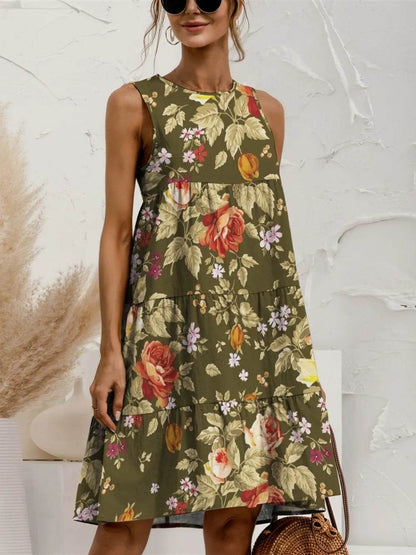 FAM-FAM Tiered Printed Round Neck Sleeveless Dress Moss Trendsi 9e58175f-cfa5-49eb-b118-501b1693950d-Max