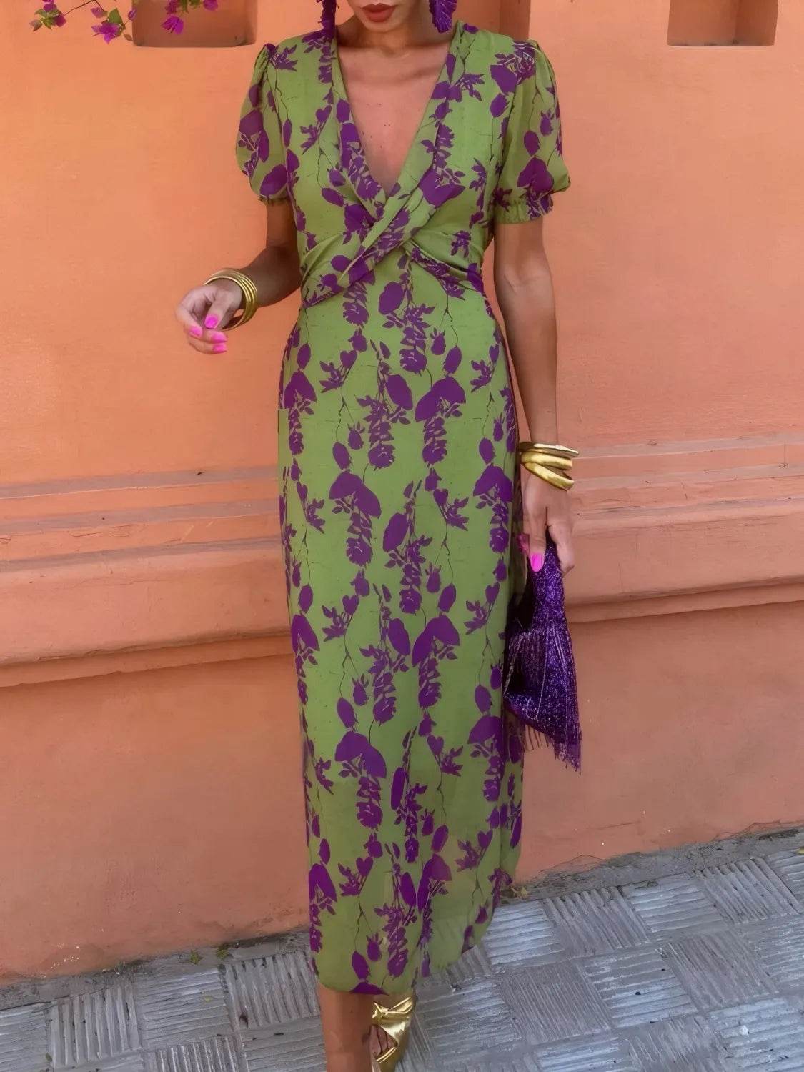 Printed Plunge Short Sleeve Midi Dress Trendsi 9e851d1b-4918-4d51-b111-71b292ee1c0e-Max-Origin