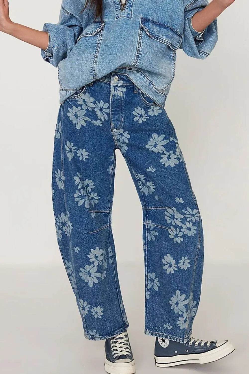 Flower Print Wide Leg Jeans Trendsi 9ebd7cd5-d421-4633-948a-86151cbd7306-Max