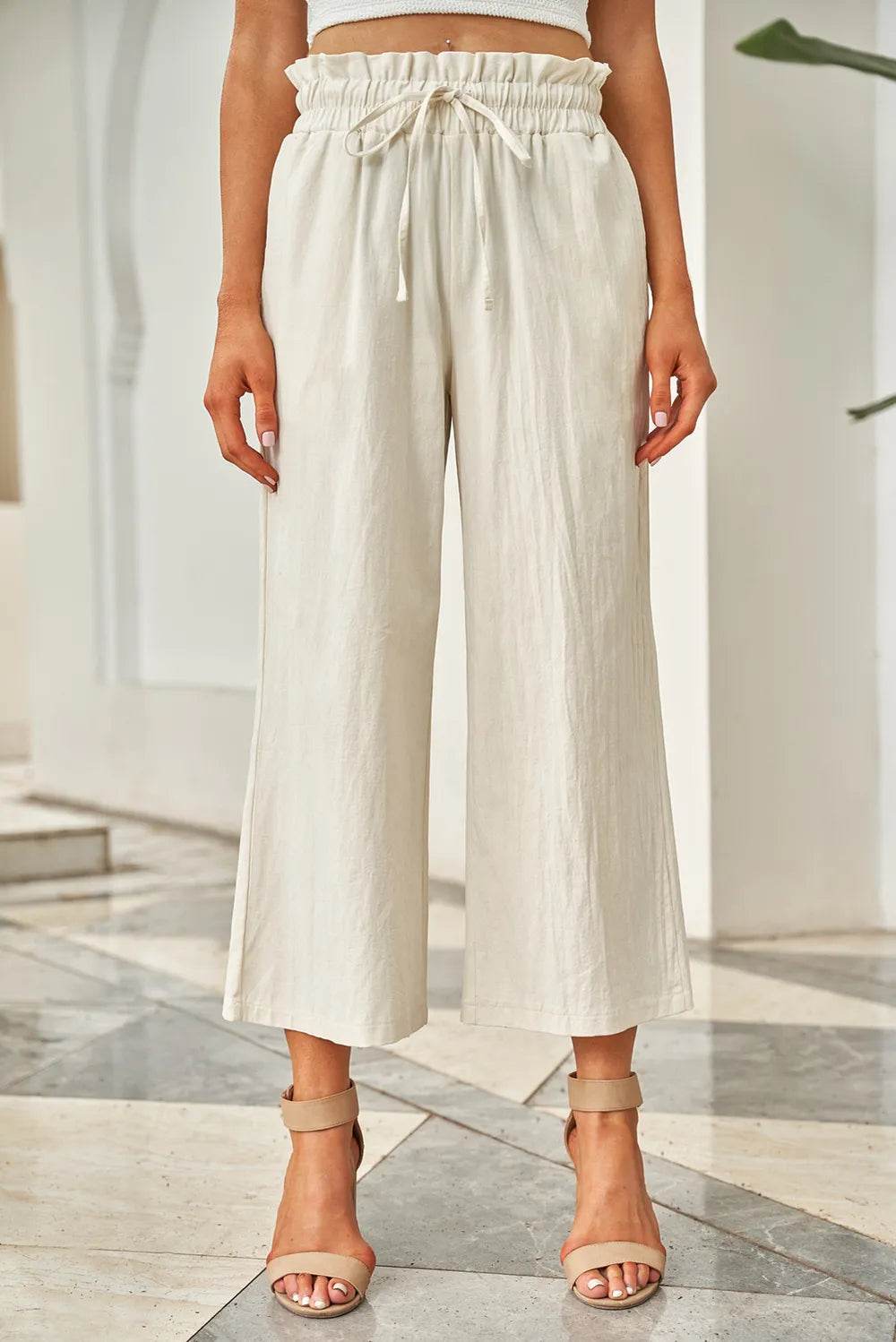 Drawstring Paperbag Waist Wide Leg Pants Trendsi 9ed8edce-dec4-4882-8430-de936f347b79-Max