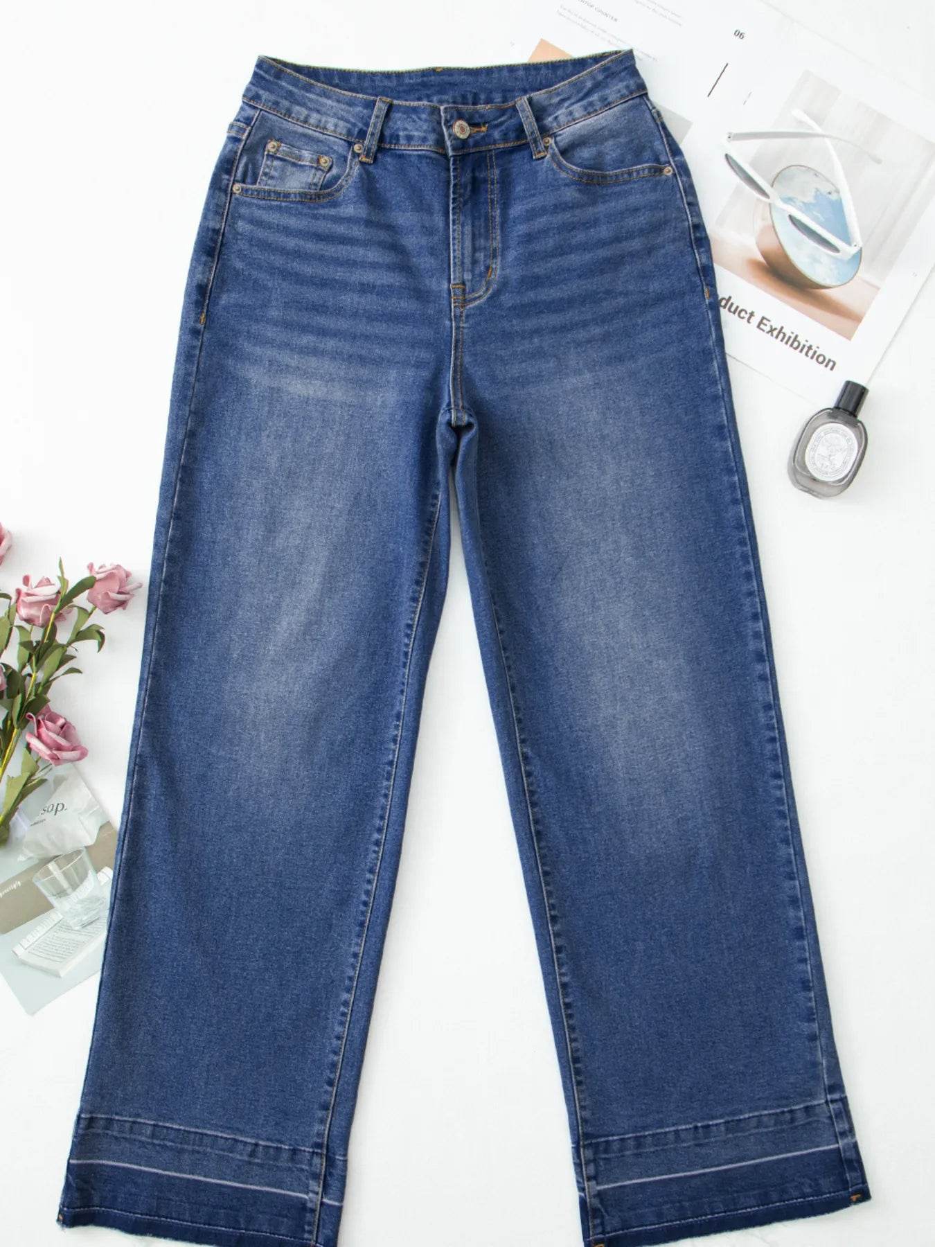 Raw Hem Unique Cuffs Straight High Rise Loose Jeans Trendsi 9f16eb4e61fb495a86233f398f2bb194-Max-Origin