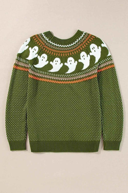 Ghost Round Neck Long Sleeve Sweater Trendsi 9f302cf6-216f-45c2-ad9d-79abafd6b75c-Max