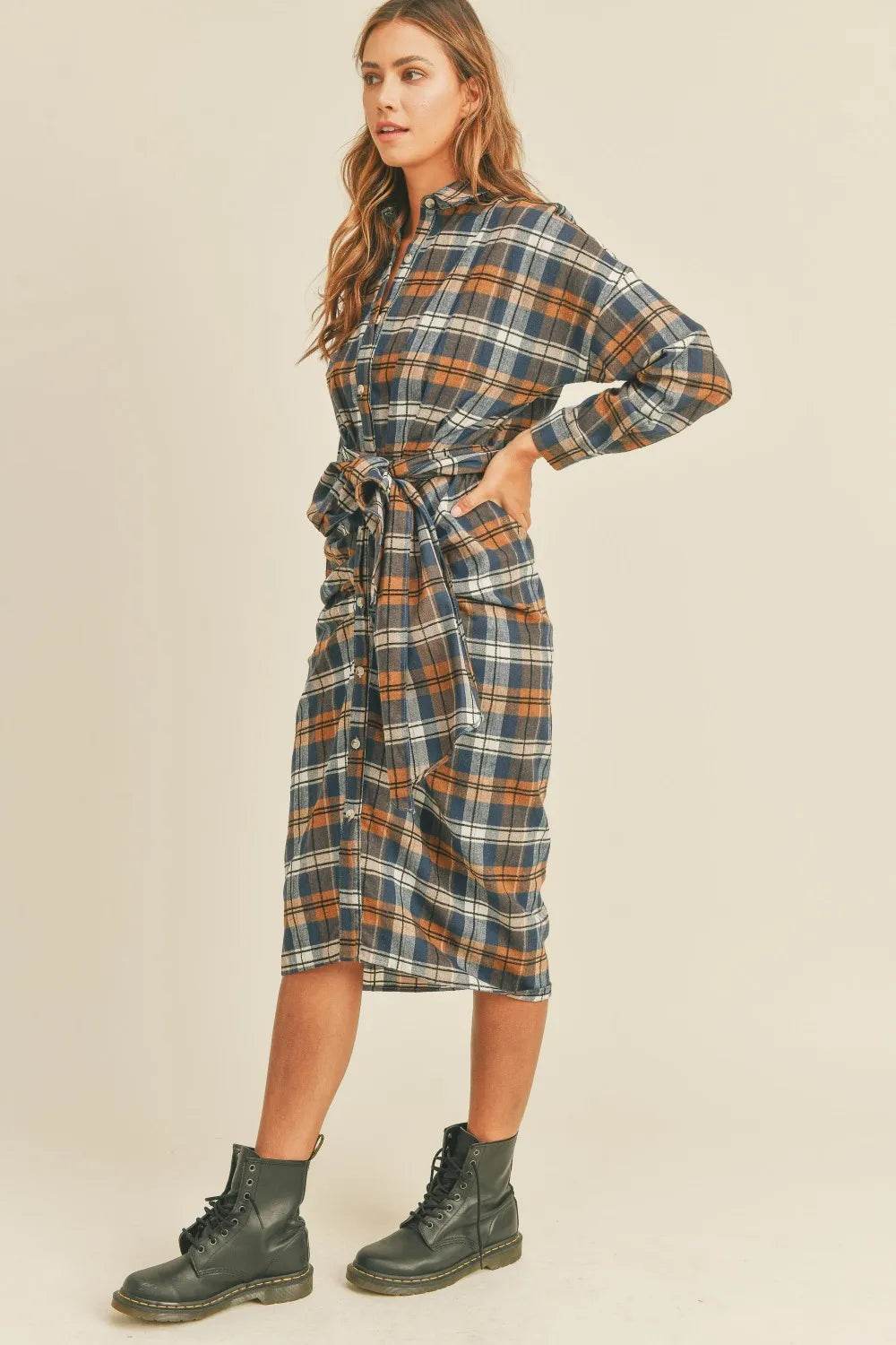Mable Plaid Flannel Front Tie Button Down Shirt Dress Trendsi 9f4fe9ef-d2c2-4e14-968e-c3c50556adb2-Max