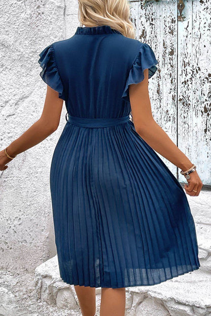 Perfee Tie Neck Belted Pleated Dress Trendsi 9f86453ebd094375925993e6ce086c1a-Max