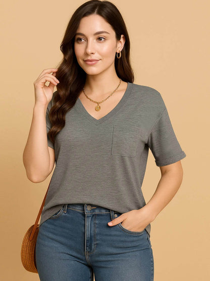 V-Neck Pocket T-Shirt Gray Trendsi 9fa8ad02-a0b7-40d3-aff5-905ac92d313c-Max-Origin