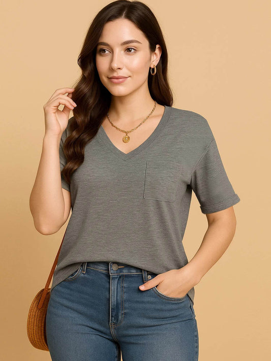 V-Neck Pocket T-Shirt Gray Trendsi 9fa8ad02-a0b7-40d3-aff5-905ac92d313c-Max-Origin