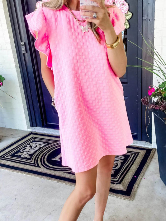 Textured Ruffle Sleeve Casual Summer Dress Pink Trendsi 9fcceef6c91b456c8af164607ad3a537-Max-Origin
