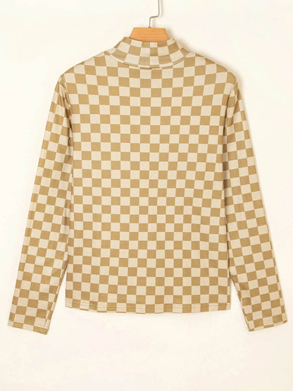 Check Pattern Turtleneck Slim Long Sleeve Tee Trendsi 9fd446cb991040178067072532b04671-Max-Origin