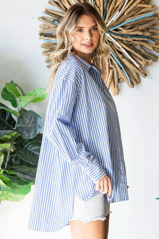 First Love Striped Button Down High-Low Hem Shirt Trendsi 9fe1b98d-c5eb-4b49-bd3f-61ffa3849d05-Max
