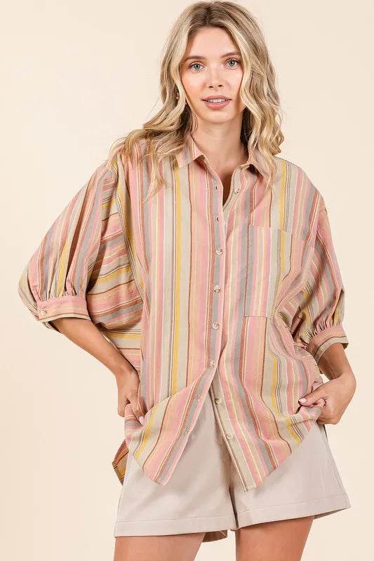 Mittoshop Striped Bubble Sleeve Button Down Shirt Multicolor Trendsi 9fe6bdfe-aafd-4066-9091-aa78ccb50b21-Max