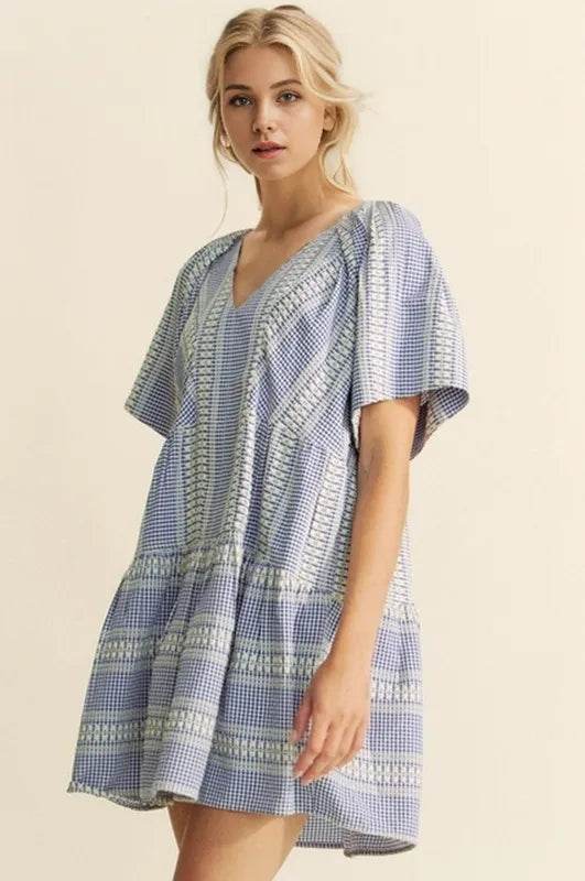 Davi & Dani Embroidered Stripe Ruffled Gingham Mini Dress Trendsi a00d7089fd34455d8d95b23097a66be4-Max-Origin
