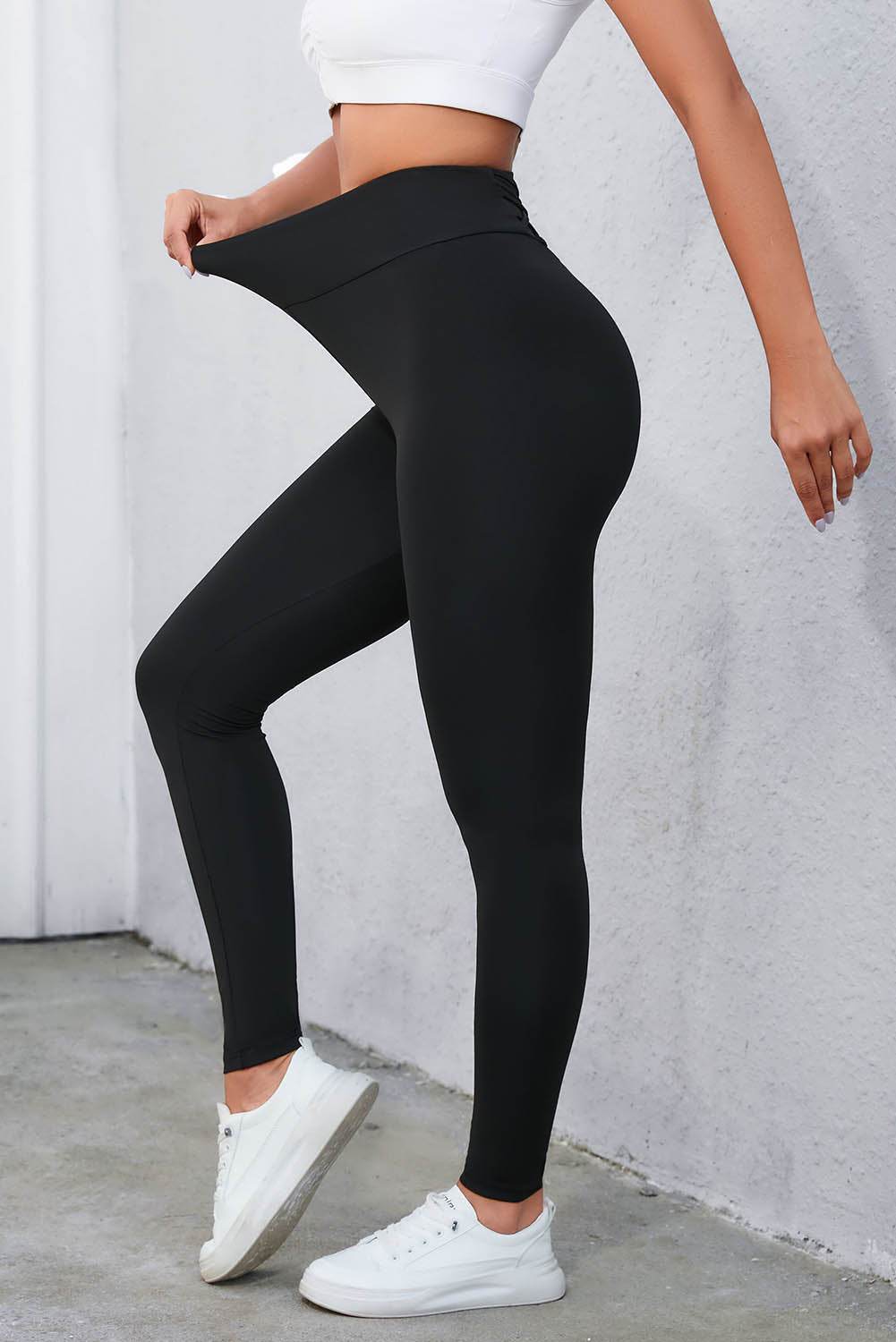 Crisscross Detail Wide Waistband Leggings Trendsi a03a2a9bcb5945979266690147f24683-Max