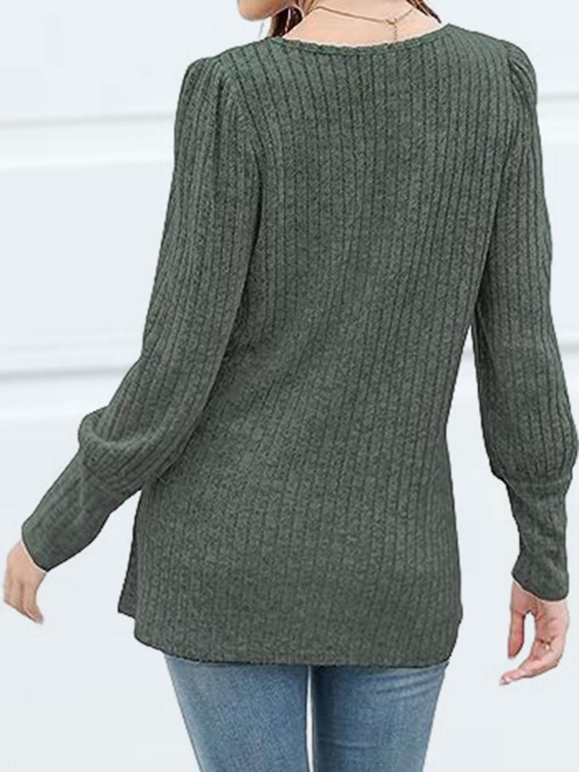 Decorative Button Square Neck Top Trendsi a03f5745dd1e46bbb9468341a9031820-Max