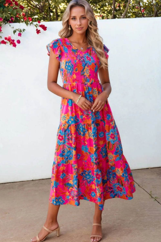 Boho Floral V Neck Ruffle Tiered Dress Trendsi a053d4ec-1918-4a0f-9f45-0a92b1f309f4-Max-Origin