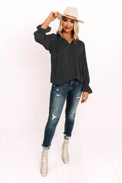 Swiss Dot Tie Neck Flounce Sleeve Blouse Trendsi a0540e36c87d4fbdb5738dc4aaf1947b-Max