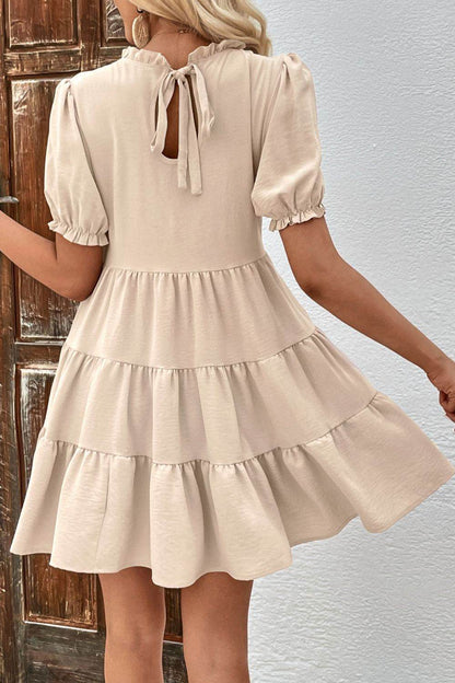 Perfee Puff Sleeve Tie Back Tiered Dress Trendsi a05f07aea25847069c06b447b496355f-Max
