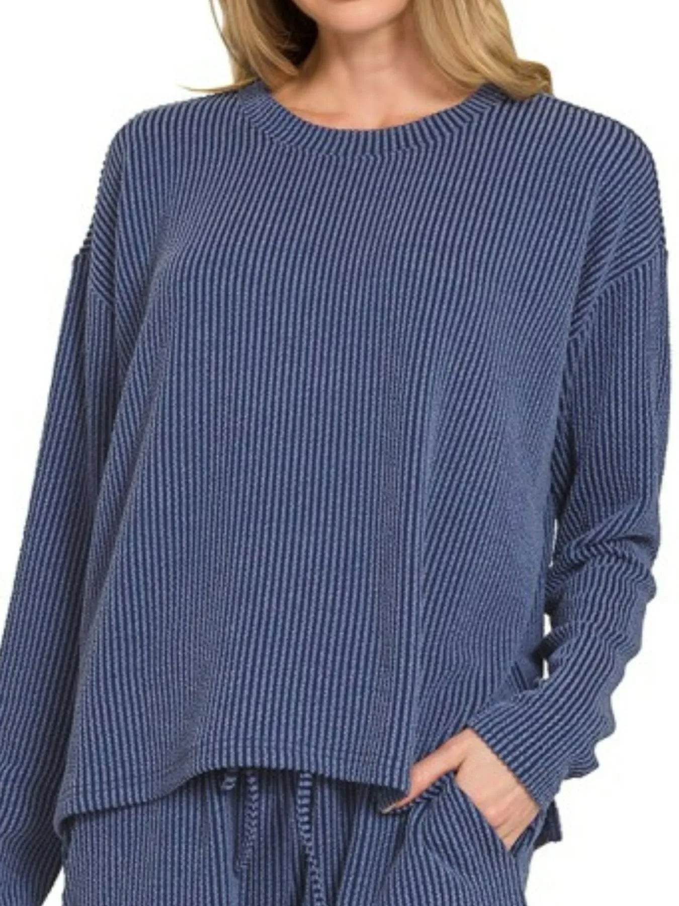 Zenana Corded Rib Long Sleeve Tee and Shorts Set Trendsi a09435d9-f377-420a-aee9-8407b54a2025-Max-Origin