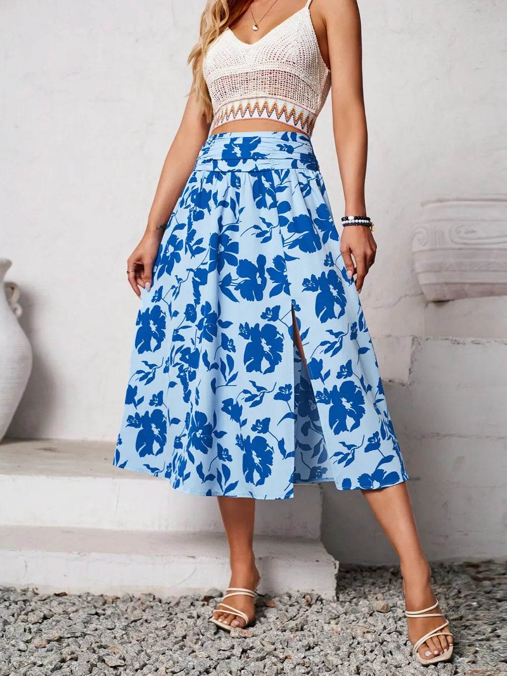 Slit Printed Midi Skirt Trendsi a0a6f39b-04a2-42b8-bb67-fa15f2438718-Max