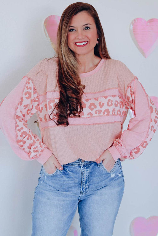 Leopard Exposed Seam Blouse Blush Pink Trendsi a0d5d832e0984063b237eadd6107effd-Max
