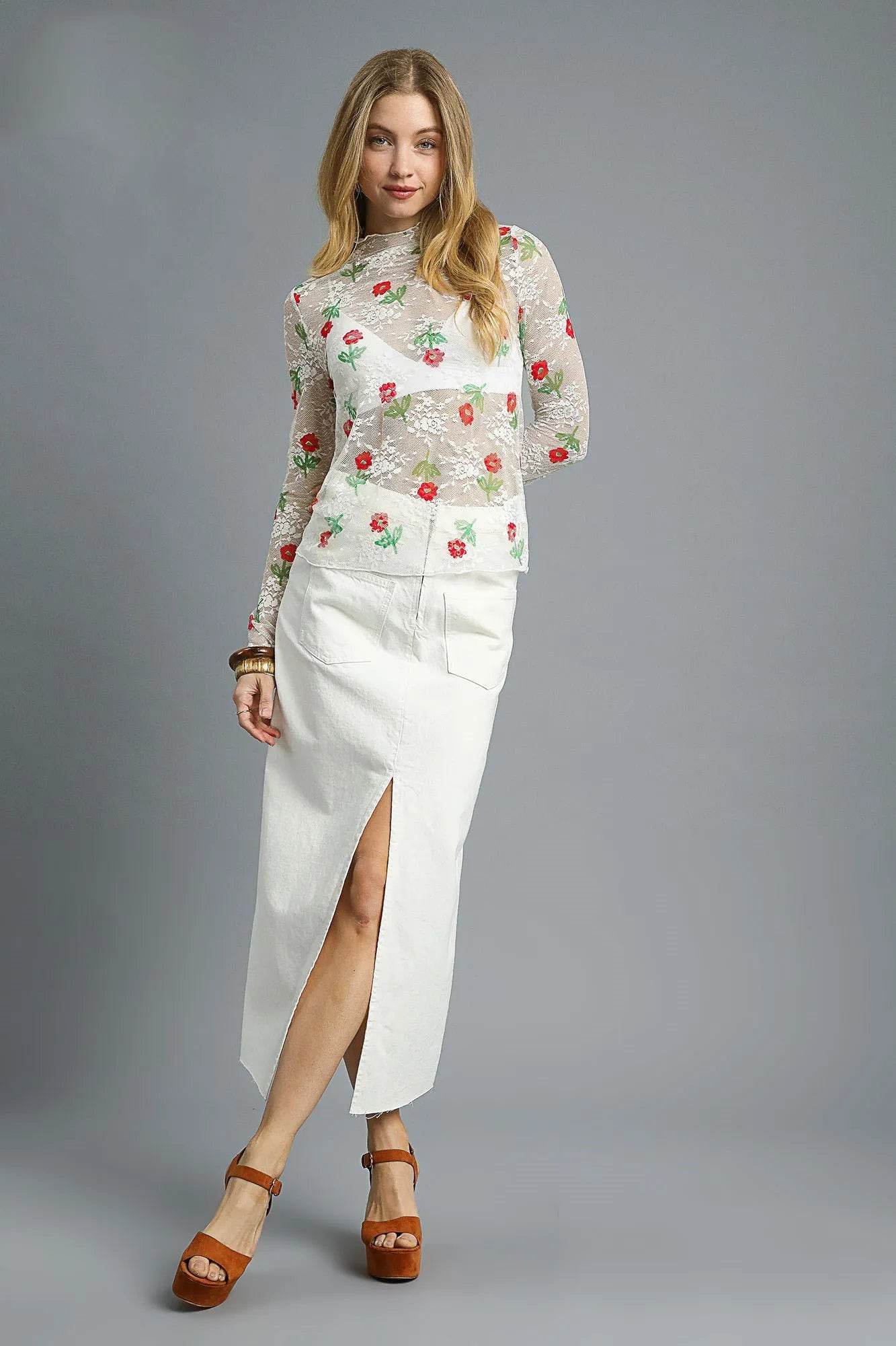 Umgee Floral Mock Neck Long Sleeve Sheer Top Trendsi a1079022-c5fc-4078-a242-629f96418528-Max-Origin