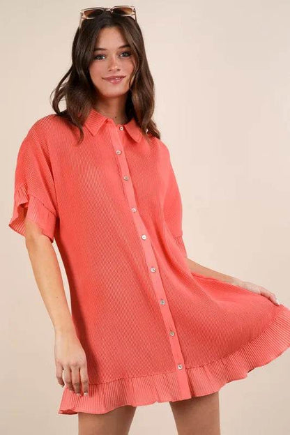 VERY J Pleated Detail Button Down Mini Dress Orange Trendsi a1353e87714041db8733b043c0ebf43d-Max-Origin_85680291-8b63-48b9-96f1-6bdb771f7892