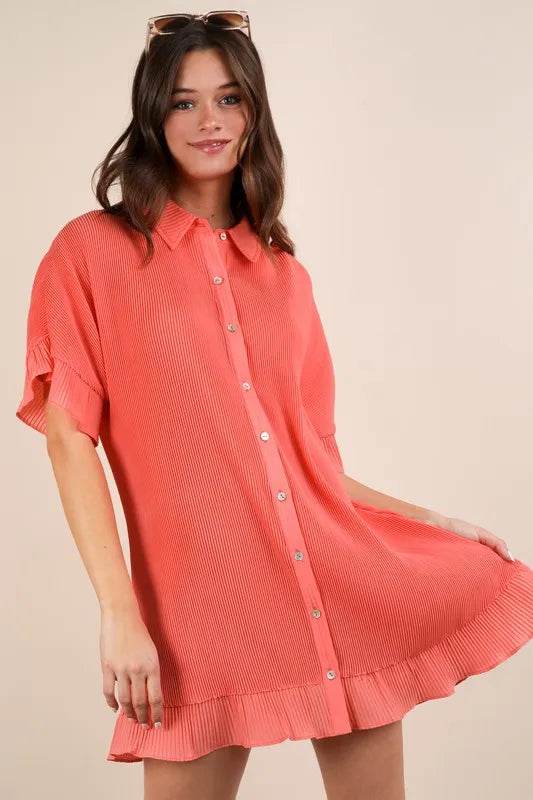 VERY J Pleated Detail Button Down Mini Dress Orange Trendsi a1353e87714041db8733b043c0ebf43d-Max-Origin_85680291-8b63-48b9-96f1-6bdb771f7892