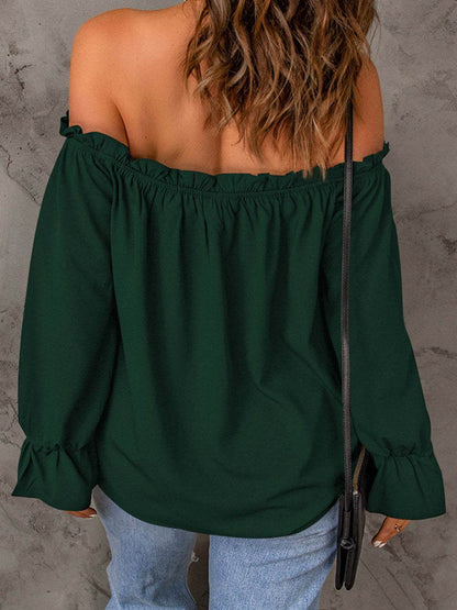 Off-Shoulder Flounce Sleeve Blouse Trendsi a14d362788b54ef5aff902981690b03f-Max