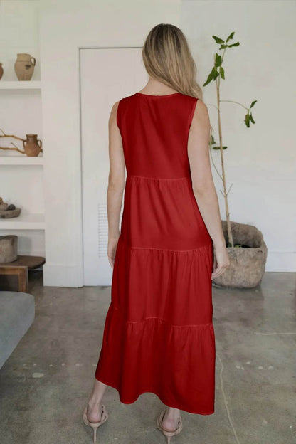 FAM-FAM Tiered V-Neck Sleeveless Dress Trendsi a1508568-ca64-4509-b248-70facb4c8af8-Max