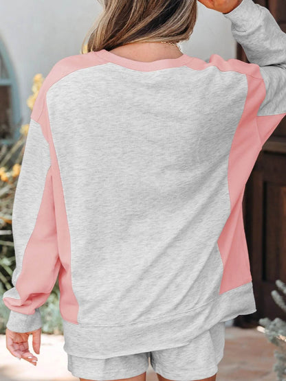 Color Block Long Sleeve Sweatshirt and Shorts Set Trendsi a180ca53-fc21-45cc-b7da-aac7724ff294-Max-Origin