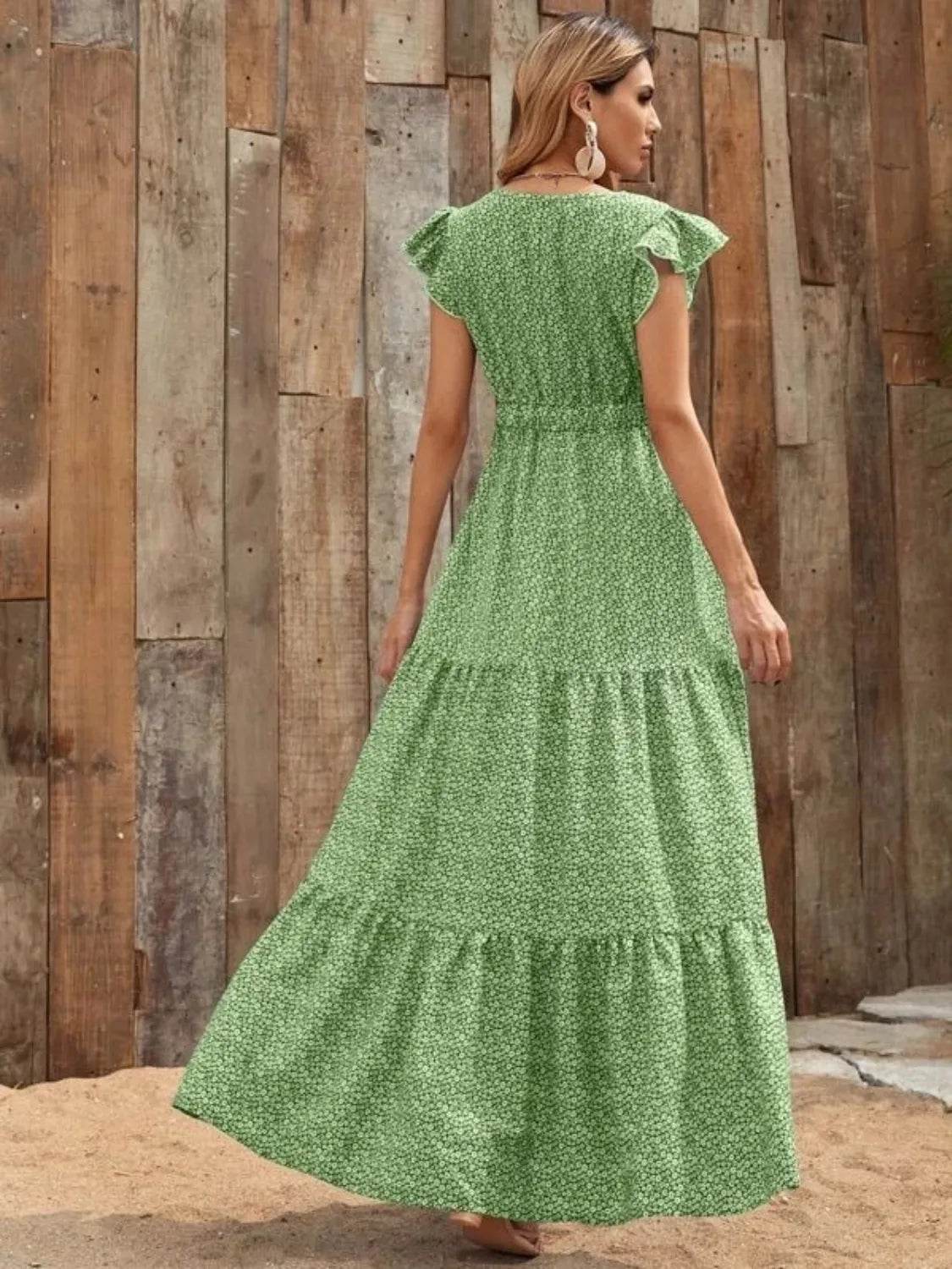 Printed V-Neck Ruffled Cap Sleeve Maxi Dress Trendsi a19296ca-0117-4780-9ac8-b05656089856-Max-Origin