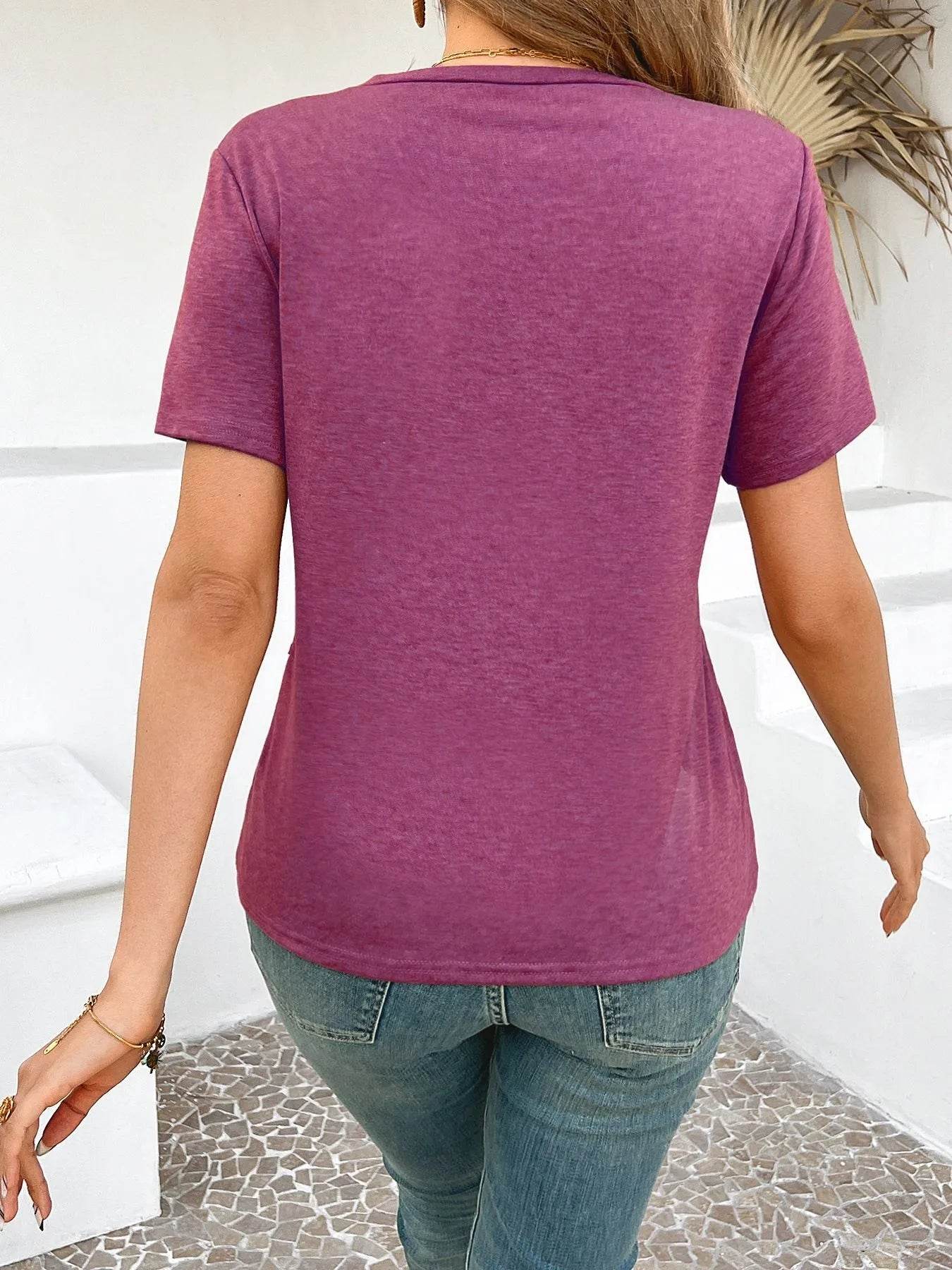 Cross Line Detail Round Neck T-Shirt Trendsi a19368eeb95443019eac874906828c3b-Max-Origin