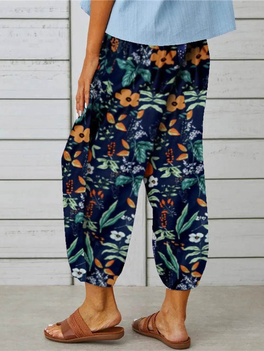 Printed Tied Cropped Pants Trendsi a1a335e5c41949ed9a9b1b2bda918cdb-Max