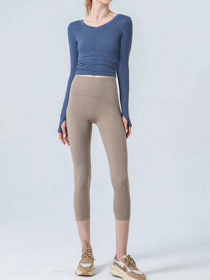 Wide Waistband Cropped Sports Leggings Trendsi a1b2625516874733a30d77c0da213903-Max